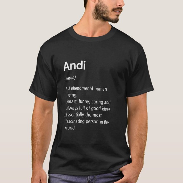Andi Name Definition Funny Dictionary T-Shirt (Front)