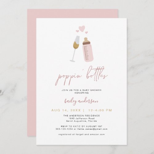 ANDI Pink Poppin Bottles Boy Baby Shower  Invitation