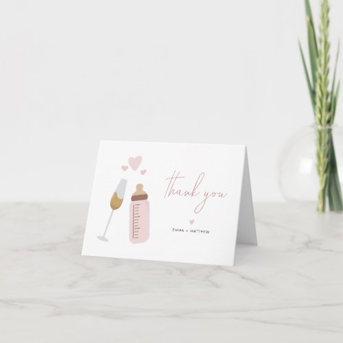 ANDI Pink Poppin Bottles Girl Baby Shower  Thank You Card