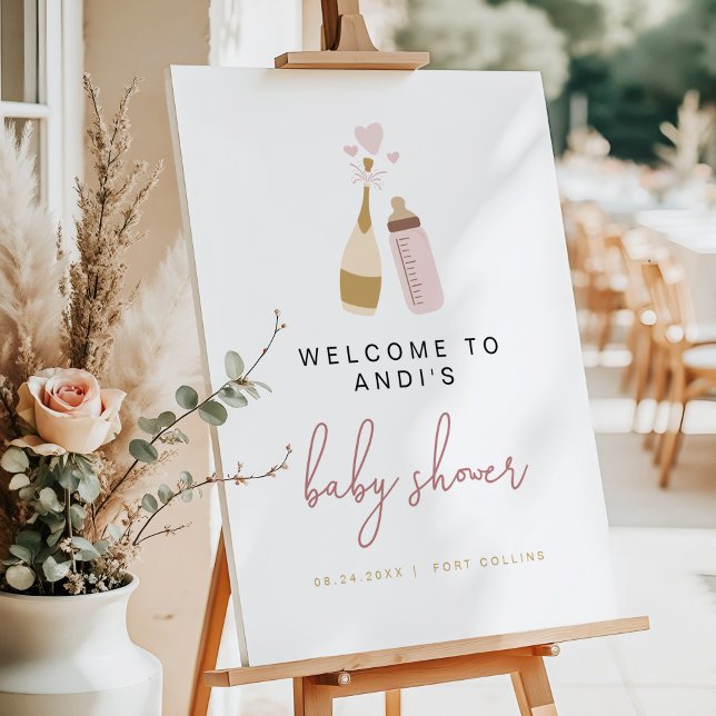 ANDI Poppin' Bottles Pink Baby Shower Welcome  Foam Board (Creator Uploaded)