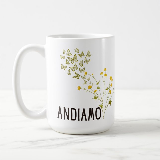 Andiamo (with Buttercups & Butterflies) Coffee Mug (Left)