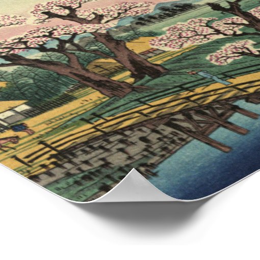 Ando Hiroshige Evening Glow At Koganei Bridge Poster Zazzle