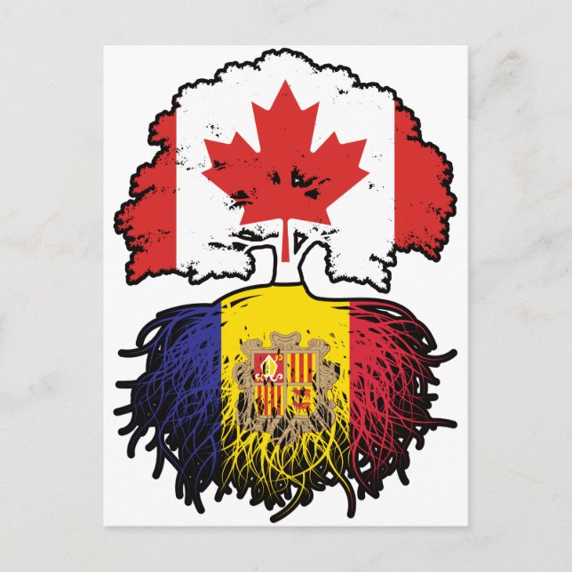 Andorra Andorran Canadian Canada Tree Roots Flag Postcard (Front)