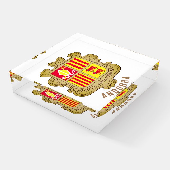 Andorra coat of arms paperweight (Angled)