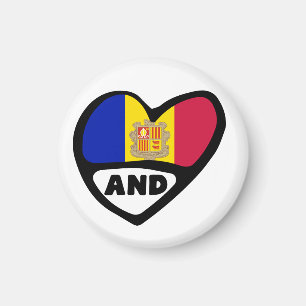 Andorra Country Code Flag Heart AND Magnet