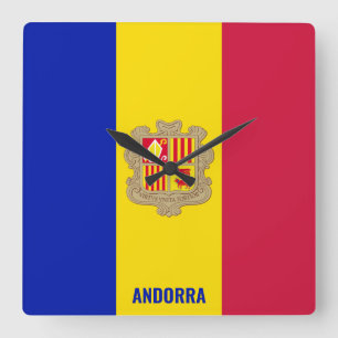 Andorra Flag Dazzling Patriotic Square Wall Clock