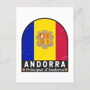 Andorra Flag Emblem Distressed Vintage Postcard