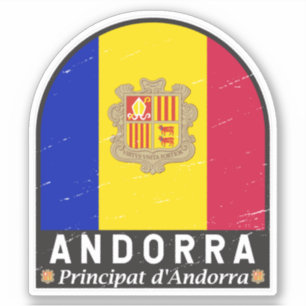 Andorra Flag Emblem Distressed Vintage Sticker