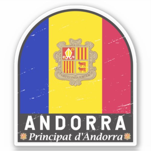 Andorra Flag Emblem Distressed Vintage Sticker