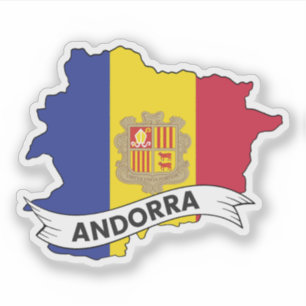 Andorra Flag Map Sticker
