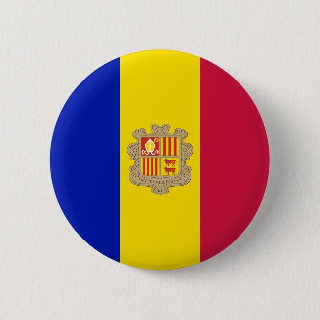 Andorra Flag Pinback Button (Front)