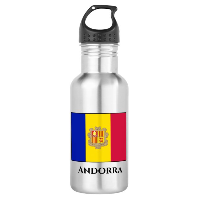 Andorra Flag Stainless Steel Water Bottle (Front)