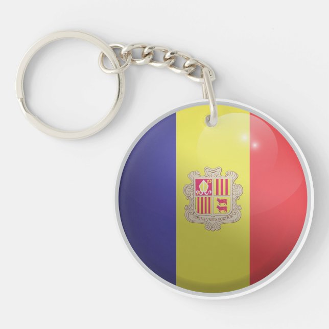 Andorra Glossy Circle Flag Keychain (Front)