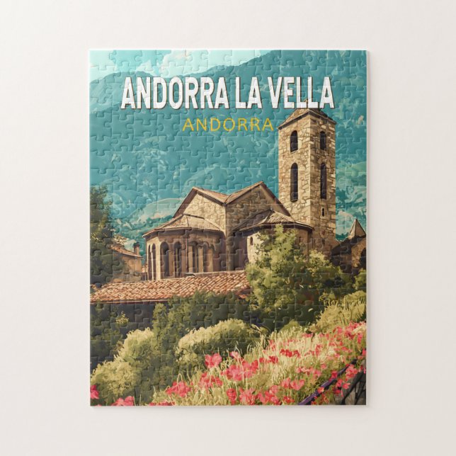 Andorra la Vella Travel Art Vintage Jigsaw Puzzle (Vertical)