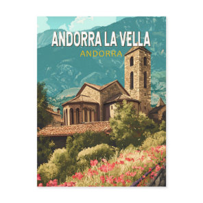 Andorra la Vella Travel Art Vintage Postcard