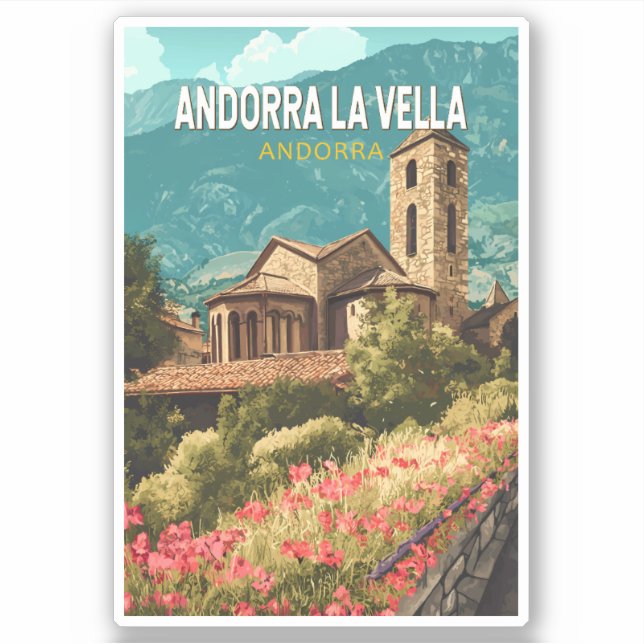 Andorra la Vella Travel Art Vintage Sticker (Front)