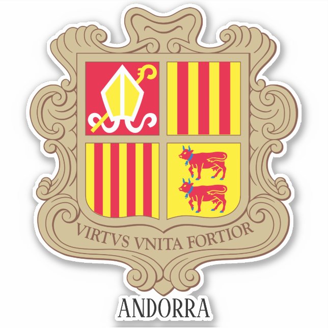 Andorra National Coat Of Arms Patriotic Sticker (Front)