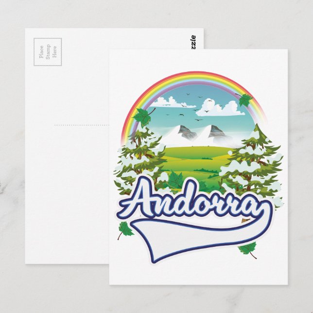 Andorra retro travel logo postcard (Front/Back)