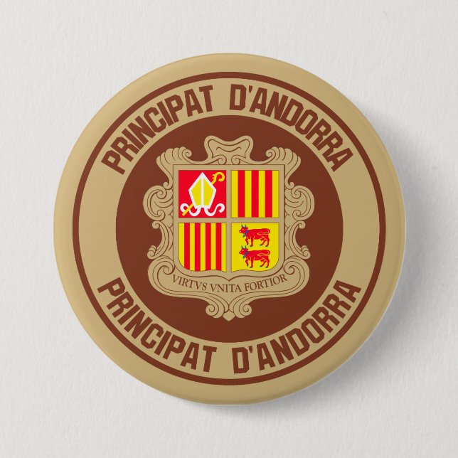 Andorra Round Emblem Button (Front)