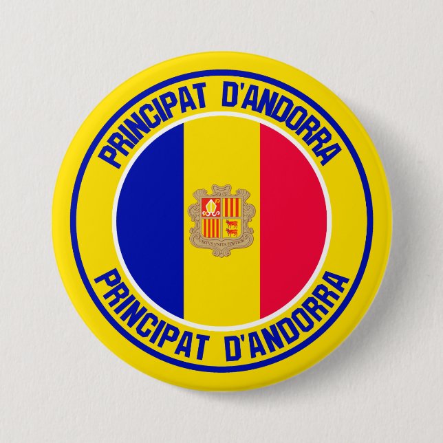 Andorra Round Emblem Button (Front)