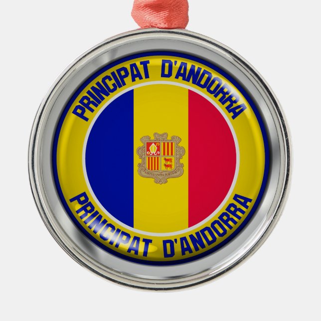 Andorra Round Emblem Metal Ornament (Front)