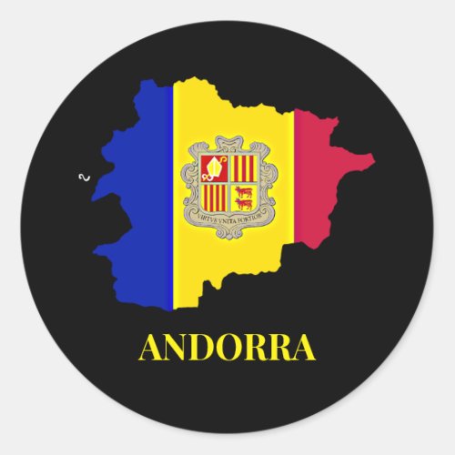 Andorra Silhouette flag Classic Round Sticker