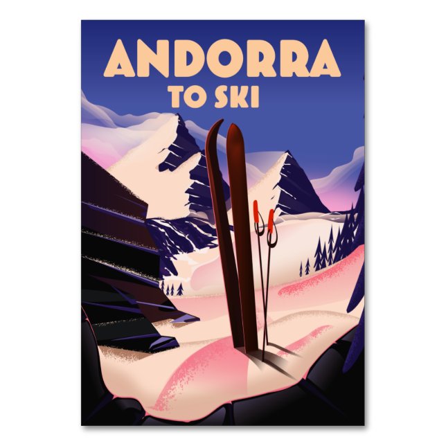 Andorra ski poster. canvas print table number (Front)