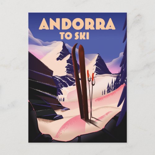 Andorra ski poster postcard