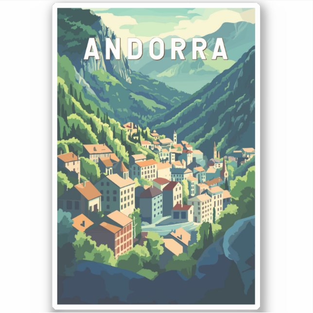 Andorra Travel Art Vintage Sticker (Front)