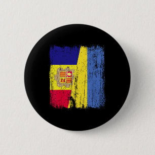 Andorra Ukraine Half Flag Andorian Ukrainian Herit Button