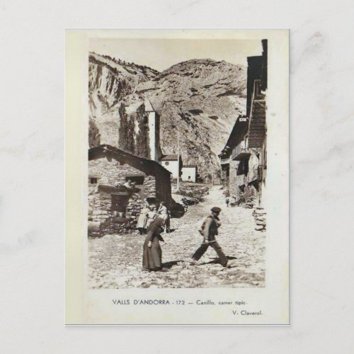 Andorra valley in the mountains postcard