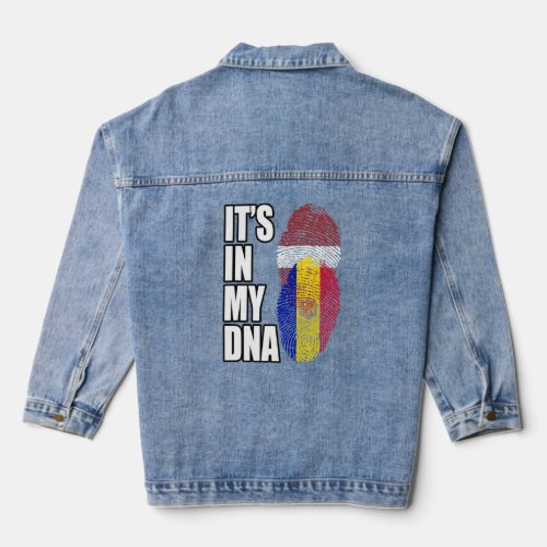 Andorran And Latvian Mix DNA Heritage Flag  Denim Jacket