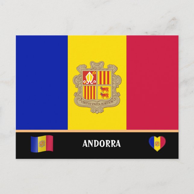 Andorran Flag & Andorran country travel / Andorra Postcard (Front)