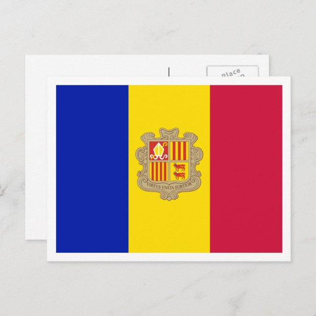 Andorran Flag, Flag of Andorra Postcard (Front/Back)