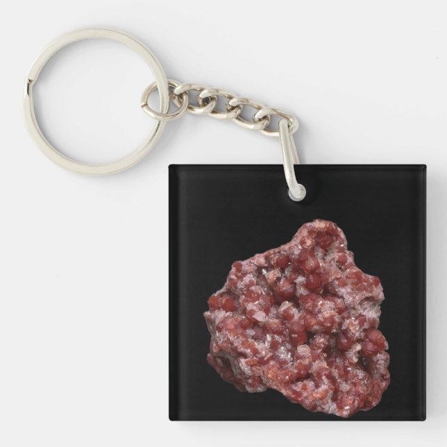 Andradite Garnet and Calcite Cluster Keychain (Front)