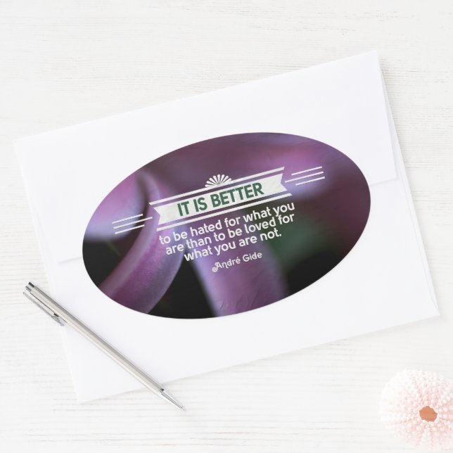 Andre Gide Inspirational Quote "What you are" Oval Sticker (Envelope)