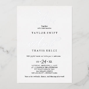 ANDREA Black, White & Gold Formal Elegant Wedding  Foil Invitation