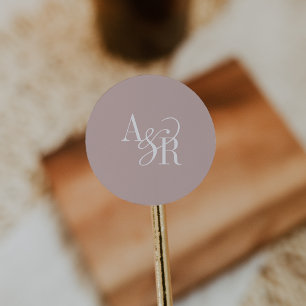 ANDREA Blush Pink Modern Simple Wedding Monogram Classic Round Sticker