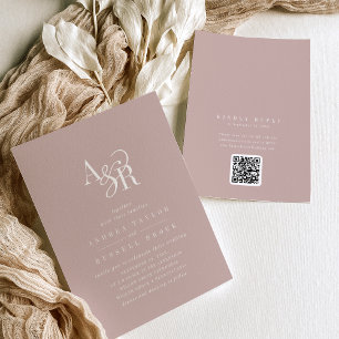 ANDREA Blush Pink QR Code Classic Elegant Wedding Invitation