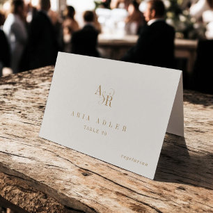 ANDREA Boho Gold Cream Vintage Wedding Place Cards