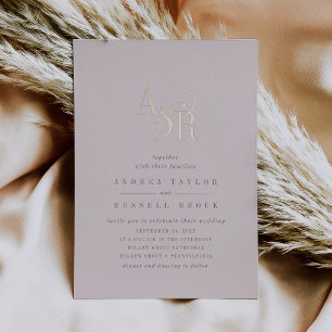 ANDREA Burgundy Blush Pink Rose Gold Foil Wedding Invitation