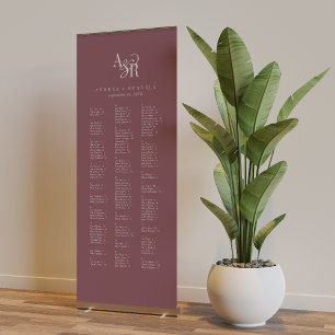 ANDREA Burgundy Modern Wedding Seating Chart Retractable Banner