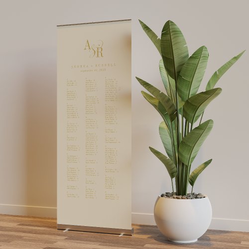 ANDREA Butter Yellow Modern Wedding Seating Chart Retractable Banner