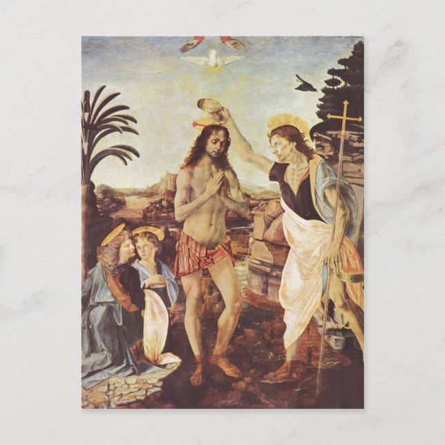 Andrea del Verrocchio Die Taufe Christi a 1472-14 Postcard (Front)