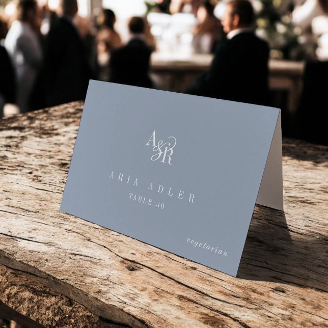 ANDREA Dusty Blue Minimal Wedding Place Cards (ANDREA Dusty Blue Minimal Wedding Place Cards)