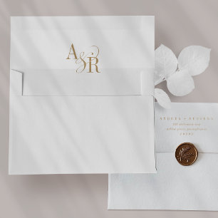 ANDREA Gold Initials Wedding Invitation Envelopes