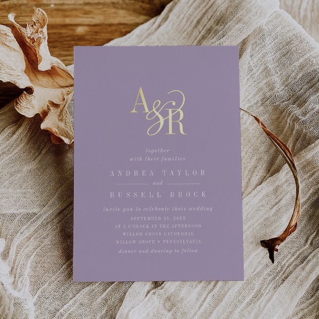 ANDREA Lavender Gold Foil Formal Elegant Wedding Foil Invitation (ANDREA Lavender Gold Foil Formal Elegant Wedding Foil Invitation)