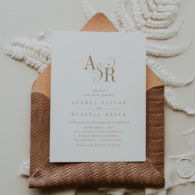 ANDREA Minimal Gold Elegant Formal Classic Wedding Invitation (ANDREA Minimal Gold Elegant Formal Classic Wedding Invitation)