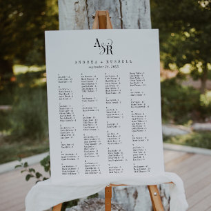 ANDREA Minimal Simple Formal Wedding Seating Chart Foam Board