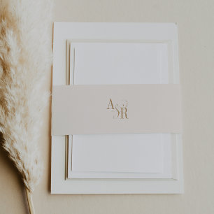 ANDREA Modern Gold Cream Minimal Simple Wedding Invitation Belly Band
